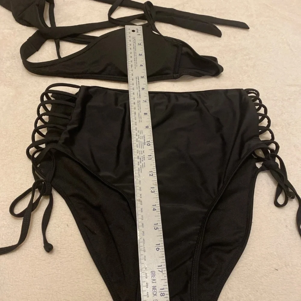 Black Wrap Strappy Bottom Bikini Set